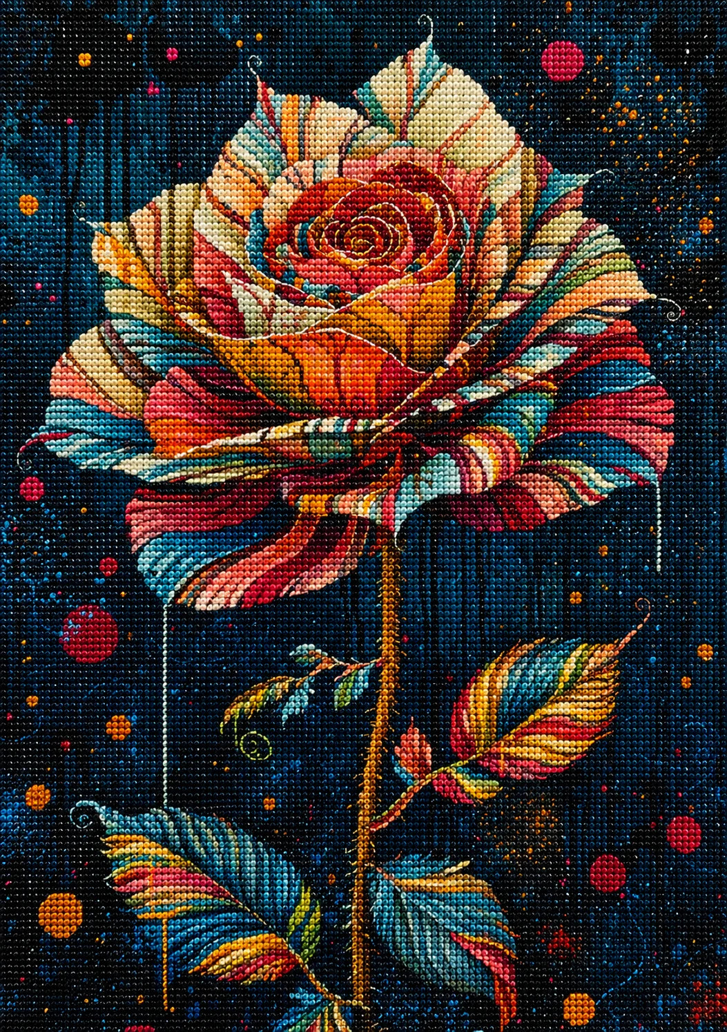 Abstract Striped Rose Diamond Art Kit