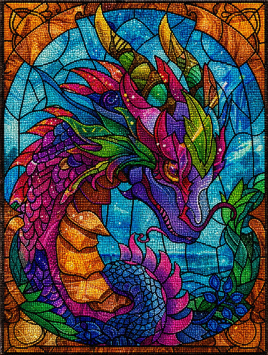 Bright Colored Dragon Head Abstract Diamond Art Kit