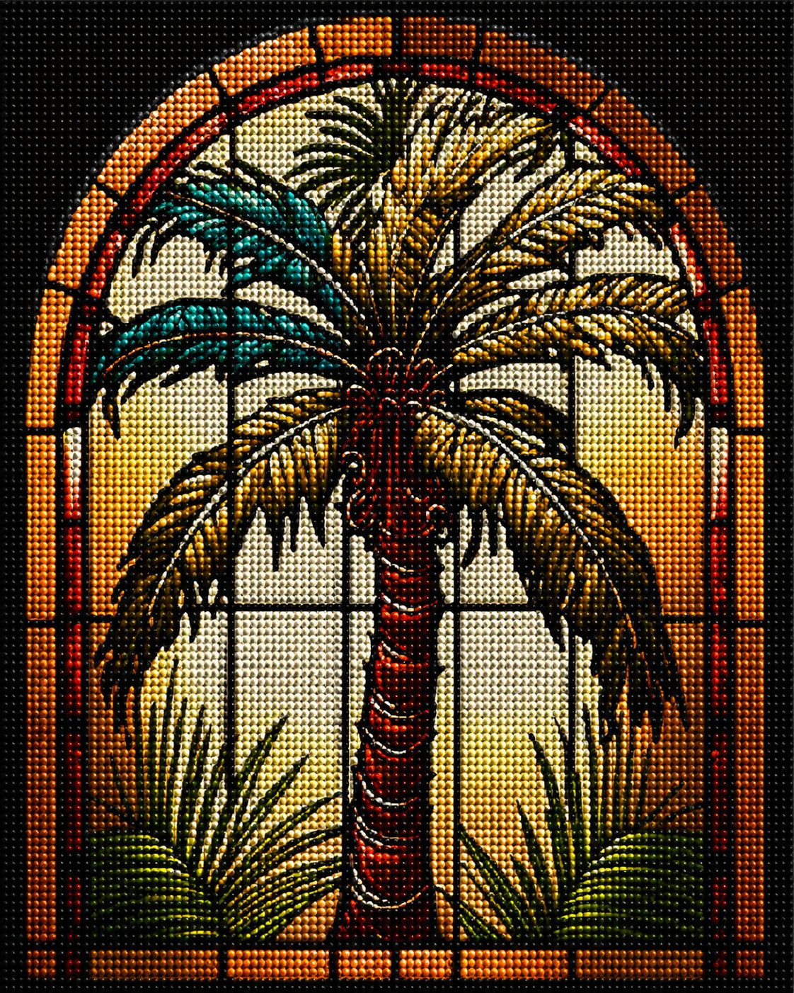 Brown Tones Palm Tree Abstract Diamond Art Kit