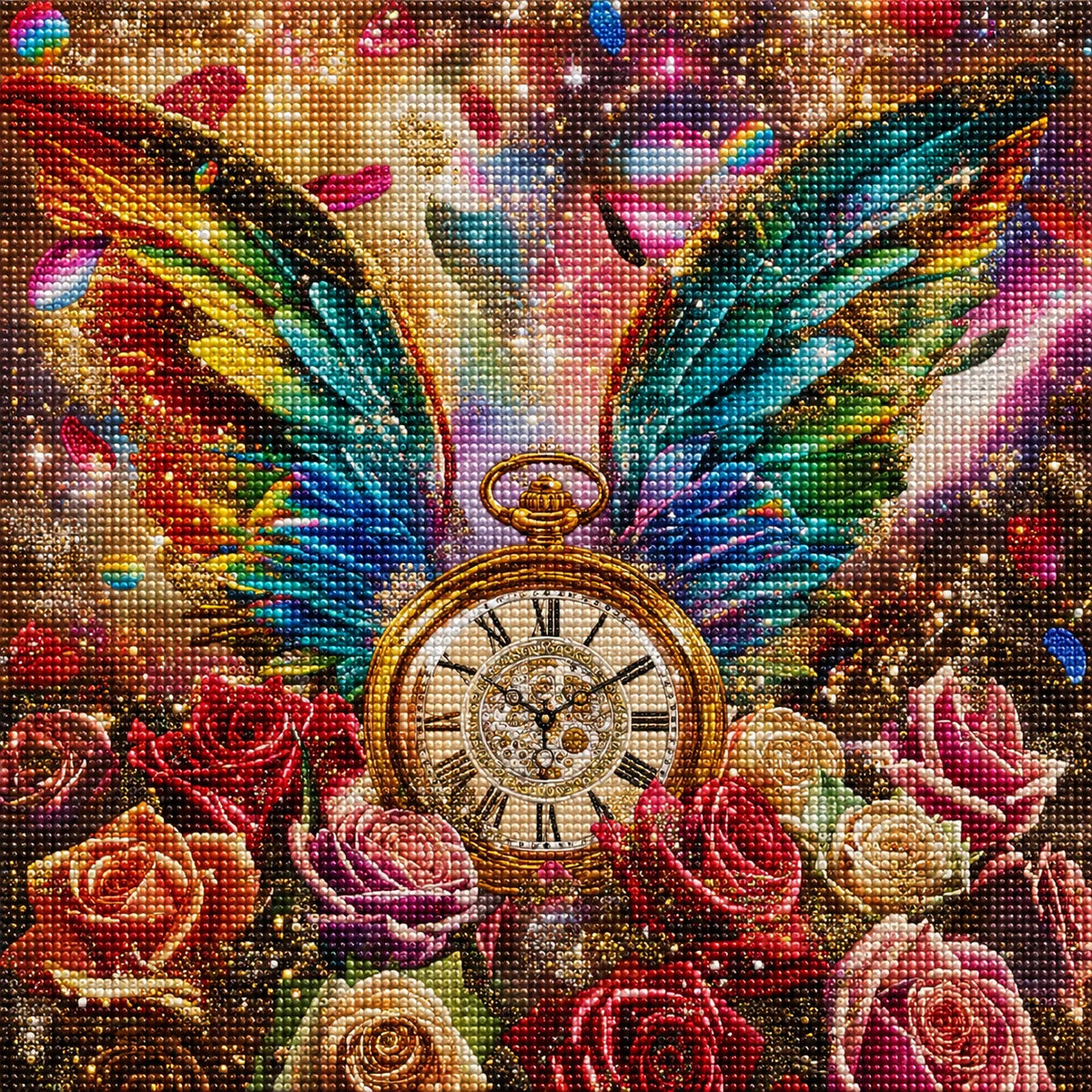 Colorful Wings Pocket Watch Diamond Art Kit