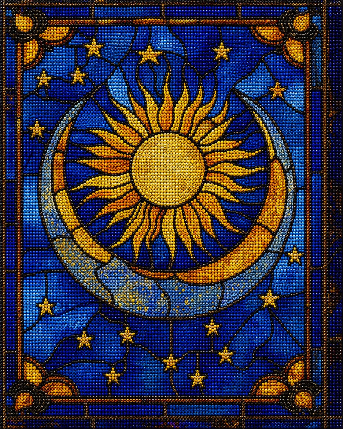 Crescent Moon Cradling Sun Diamond Art Kit