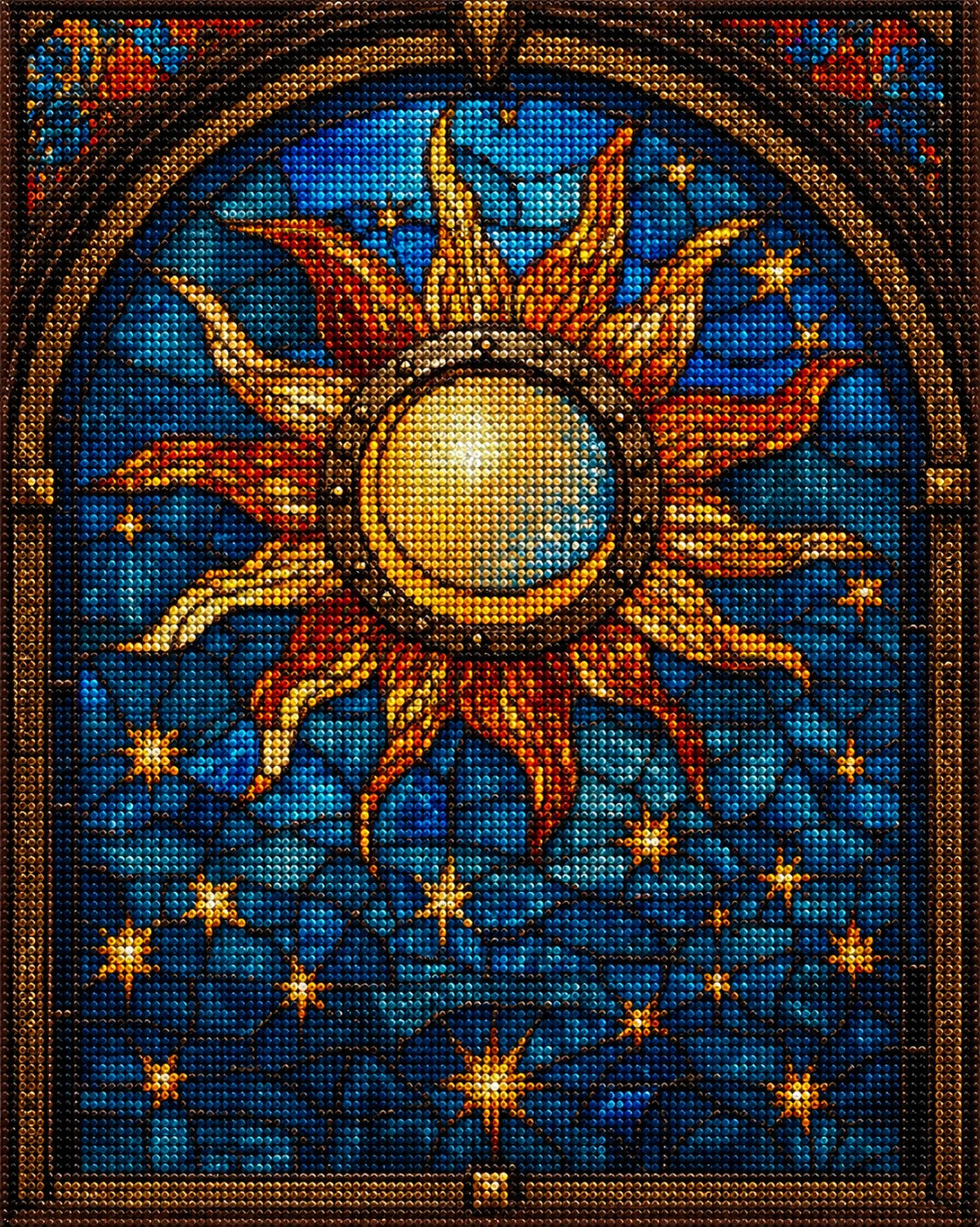 Fiery Sun Abstract Diamond Art Kit