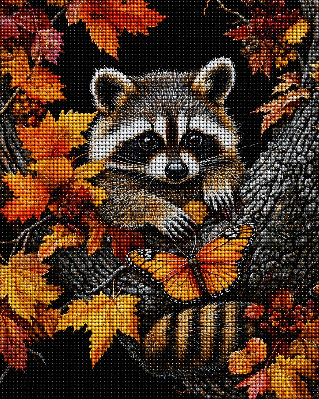 Raccoon And Butterfly Diamond Art Kit