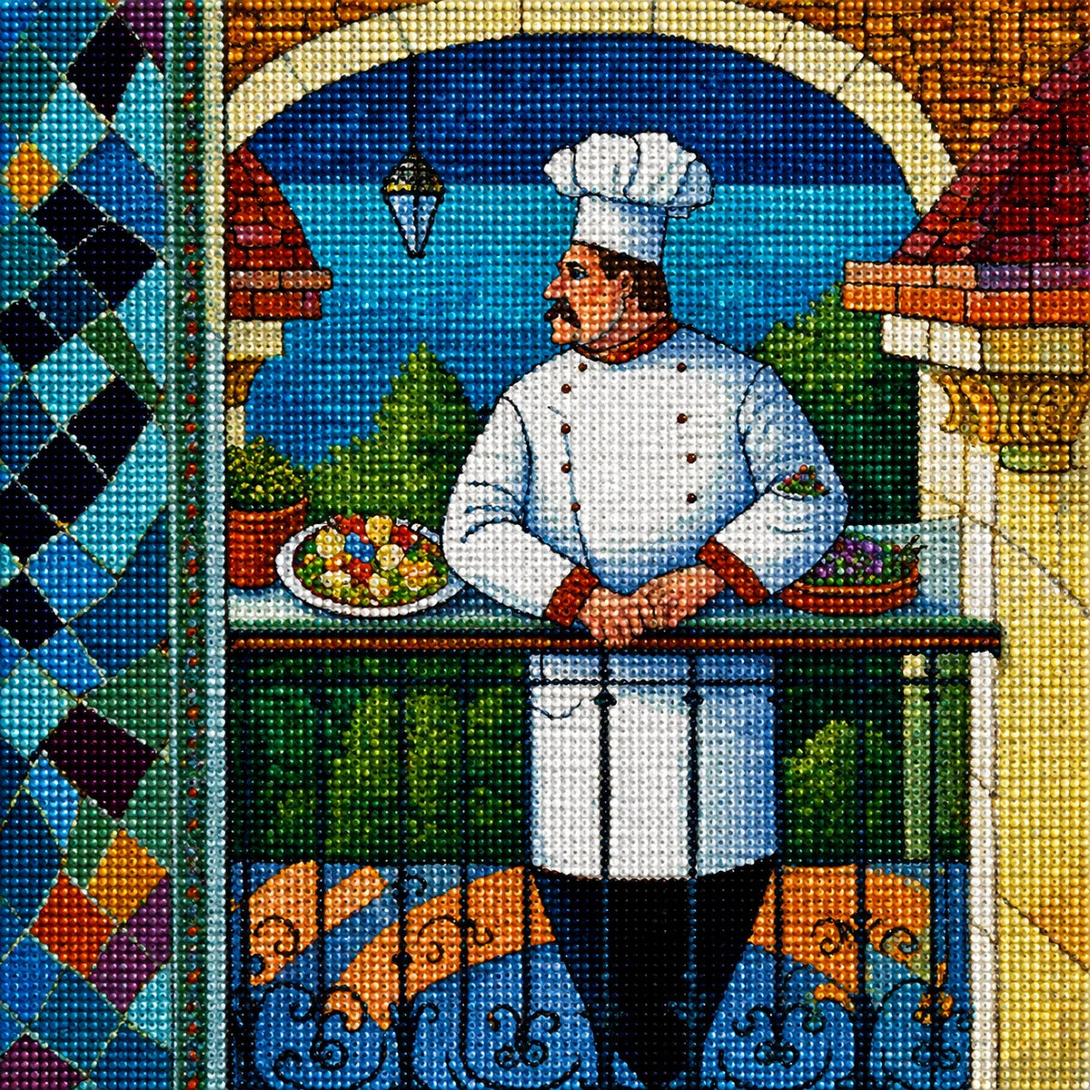 Chef On The Balcony Diamond Art Kit