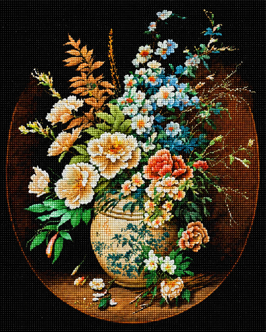 Cream Vase Flower Bouquet Diamond Art Kit