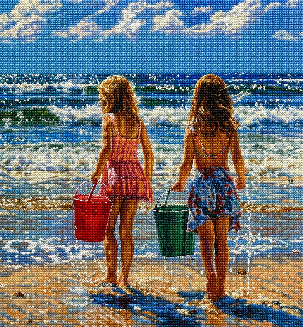 Two Girls Walking In The Surf Diamond Art Kit