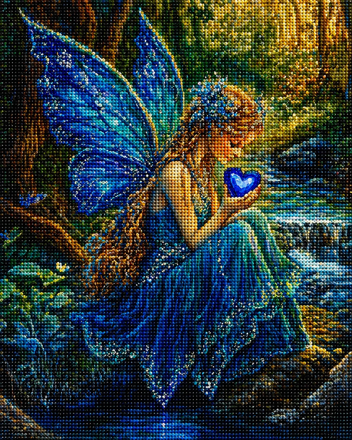 Blue Wing Heart Fairy Diamond Art Kit