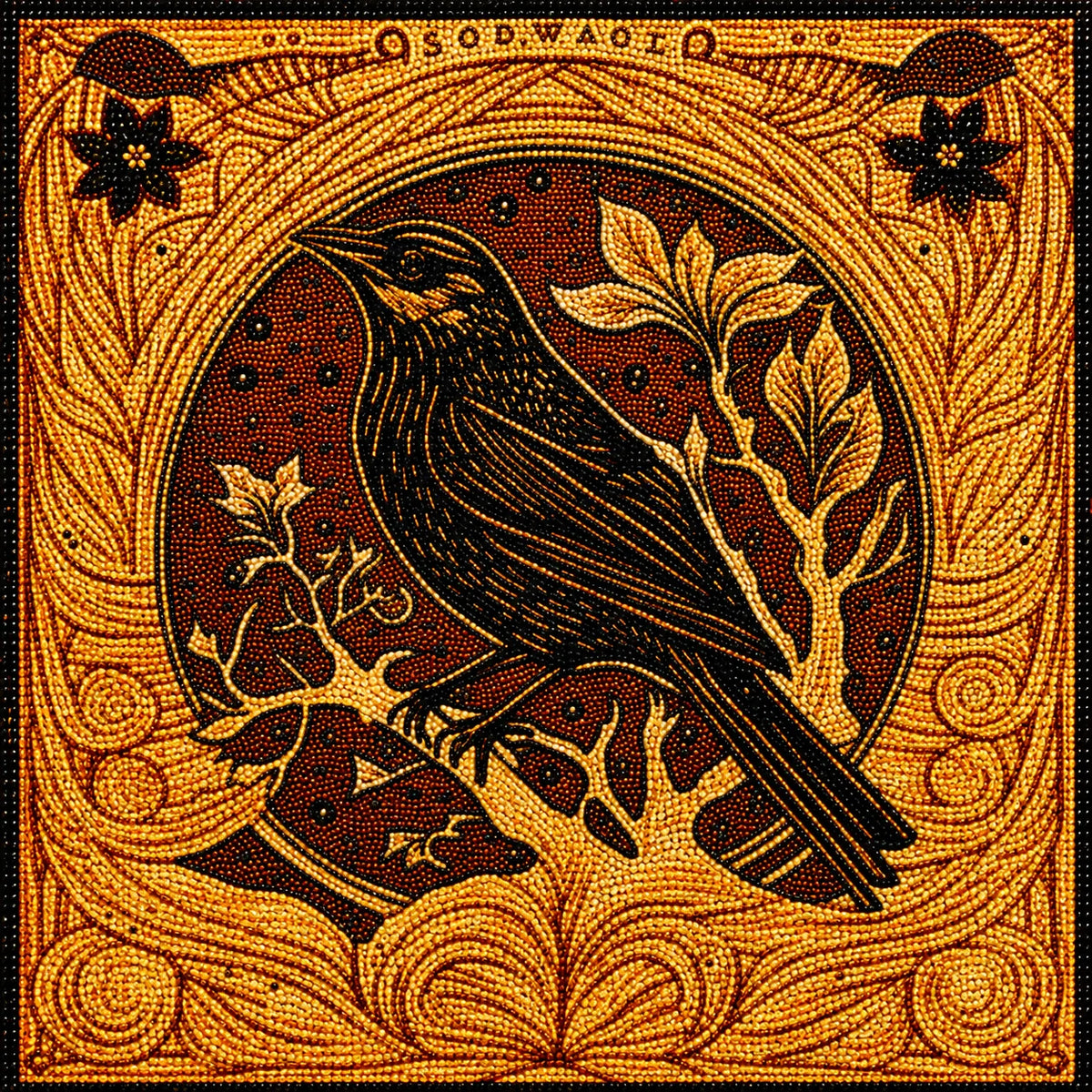 Wood Carved Bird Diamond Art Kit