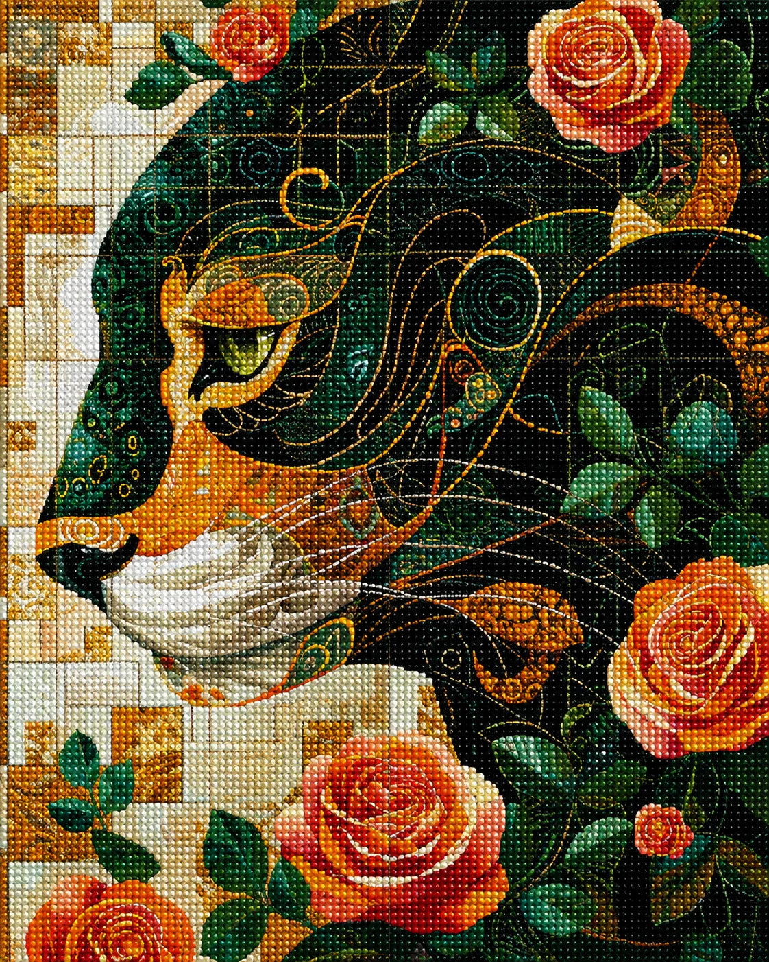 Brown Panther Abstract Diamond Art Kit
