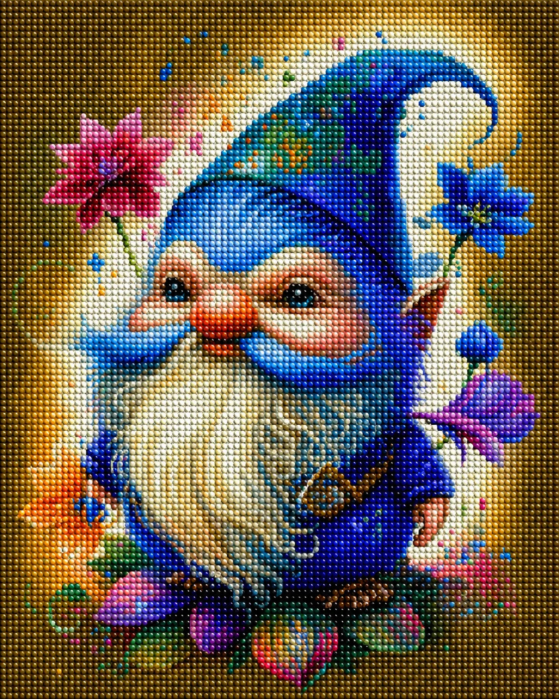Bright Blue Gnome Man Diamond Art Kit