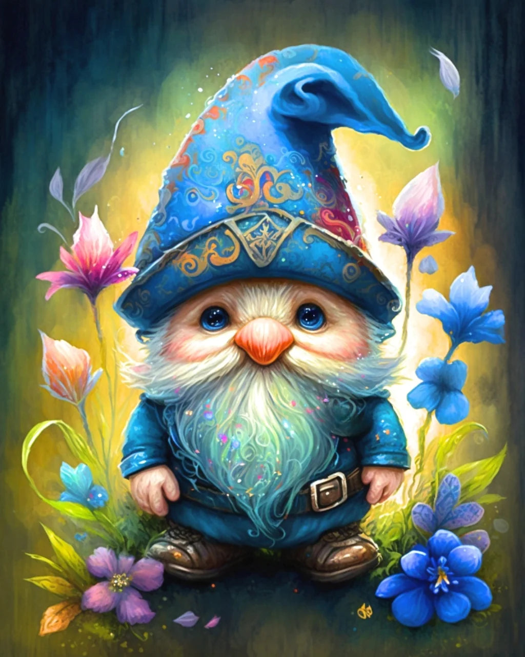 Detailed Blue Hat Gnome Diamond Art Kit