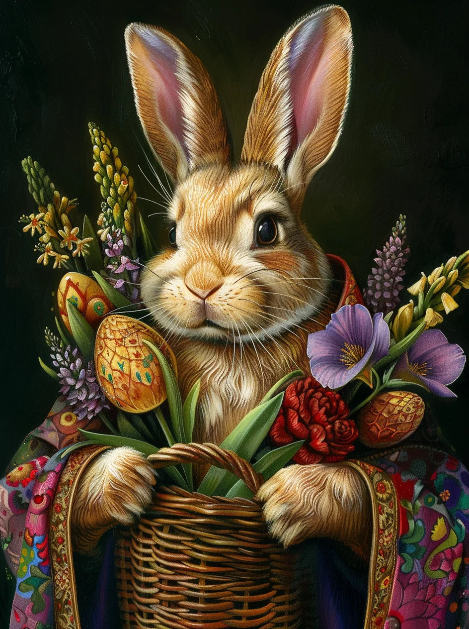 Bunny Flower Basket Diamond Art Kit