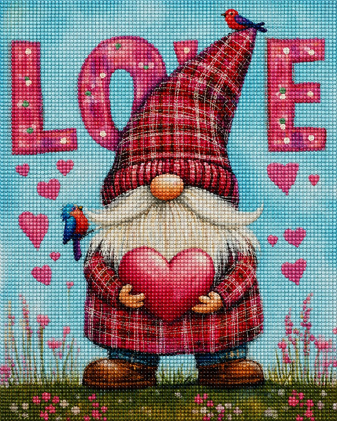 Birds And Heart Love Gnome Diamond Art Kit
