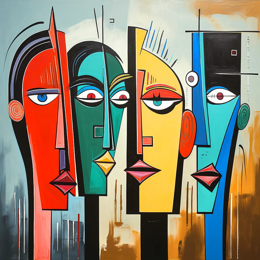 Four Abstract Heads Diamond Art Kit