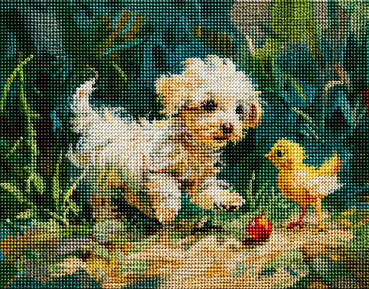 Puppy And Little Yellow Chick Diamond Art Kit