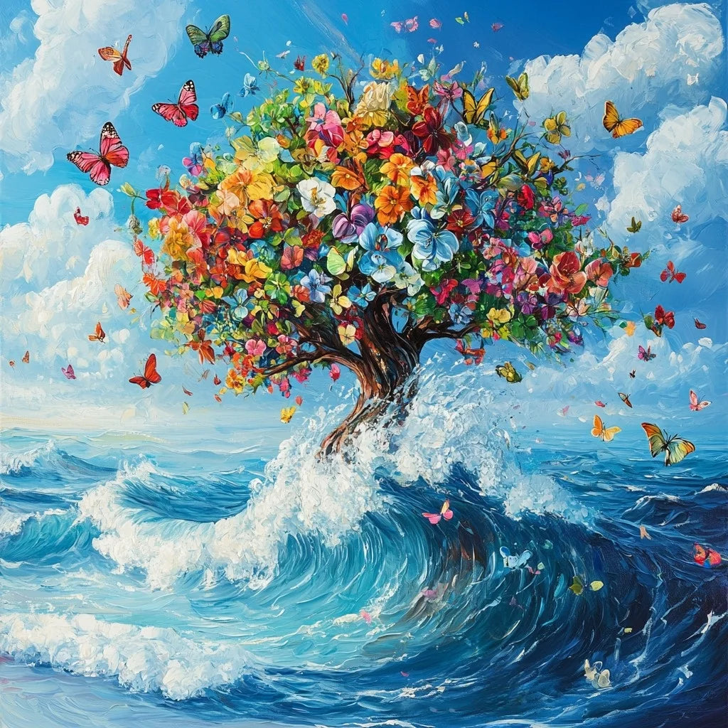 Tree Of Flowers Ocean Diamond Art Kit
