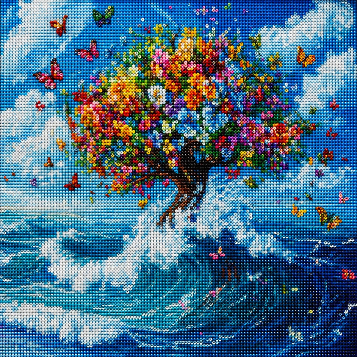 Tree Of Flowers In The Ocean Diamond Art Kit