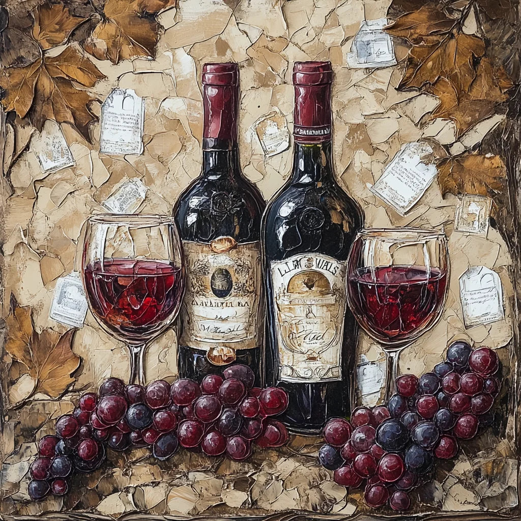 Bottles Of Wine Grapes Diamond Art Kit
