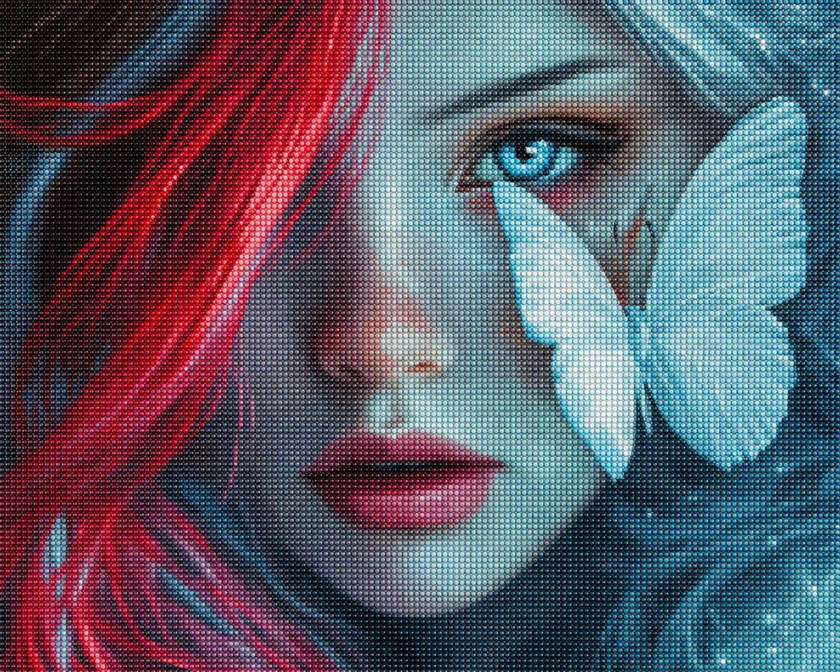 White Butterfly Face Diamond Art Kit
