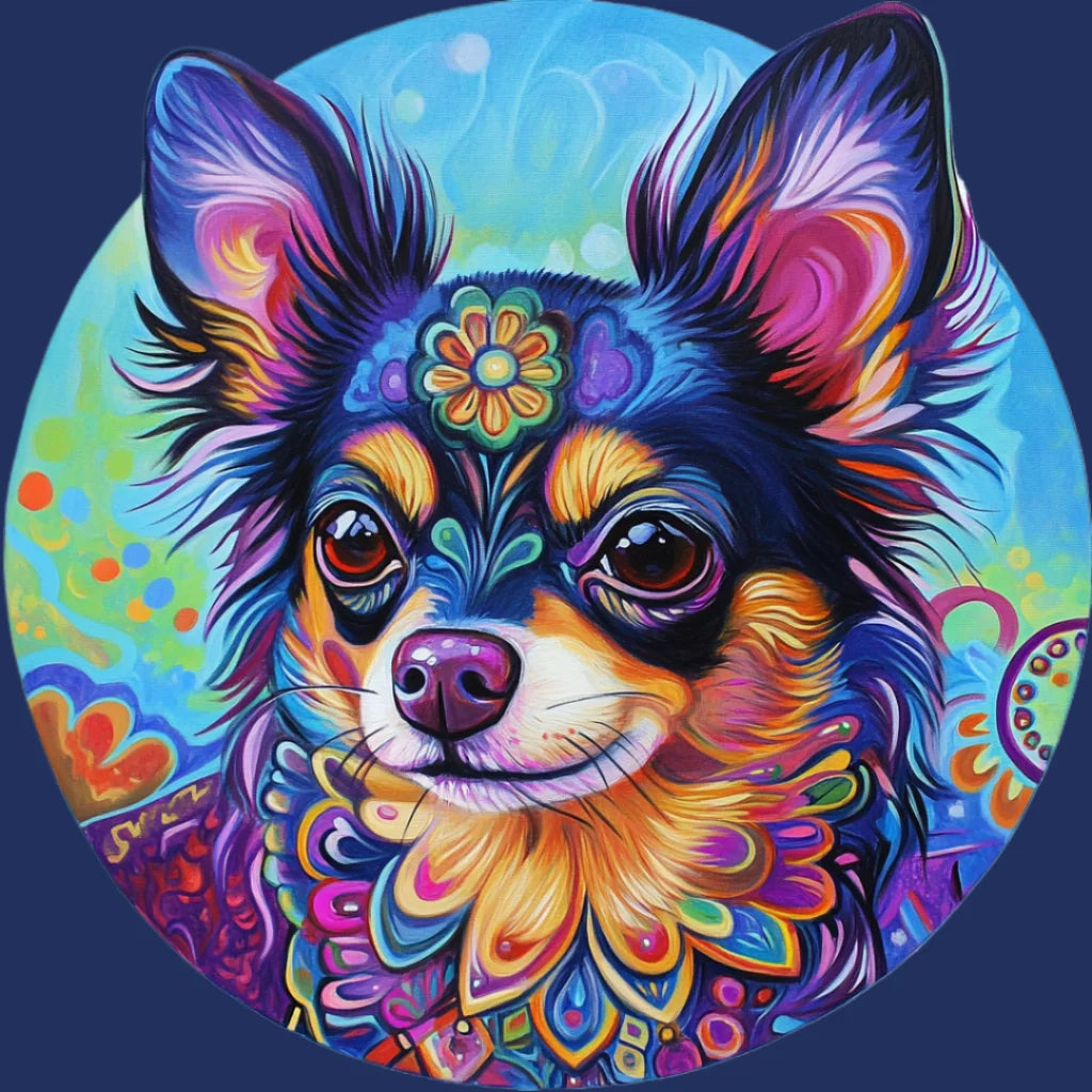 Abstract Colored Chihuahua Circle Diamond Art Kit