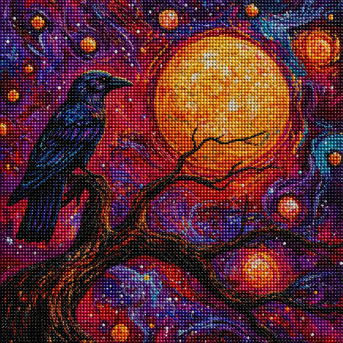 Abstract Raven And Moon Diamond Art Kit