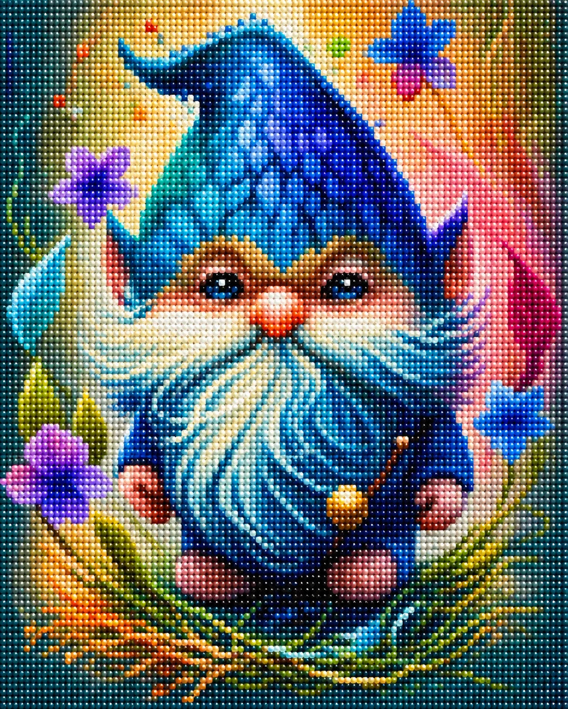 Purple Flower Gnome Diamond Art Kit