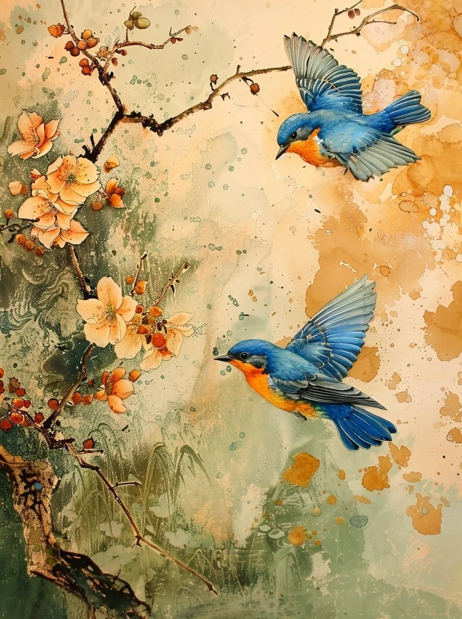 Two Flying Bluebirds Diamond Art Kit