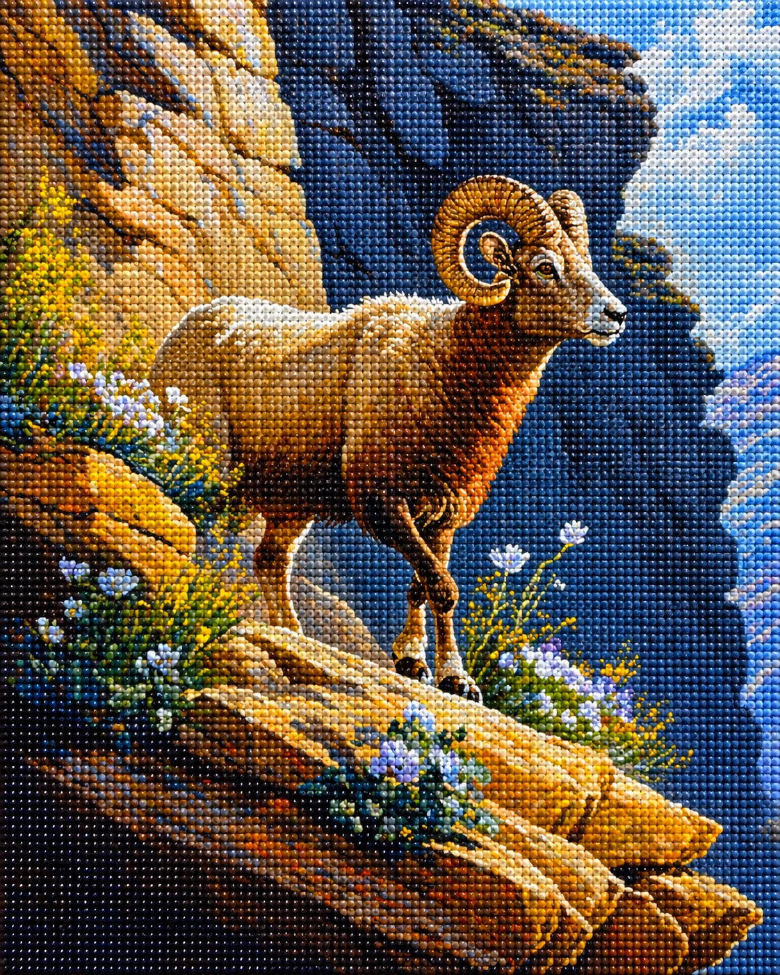 Blue Flower Ram Diamond Art Kit