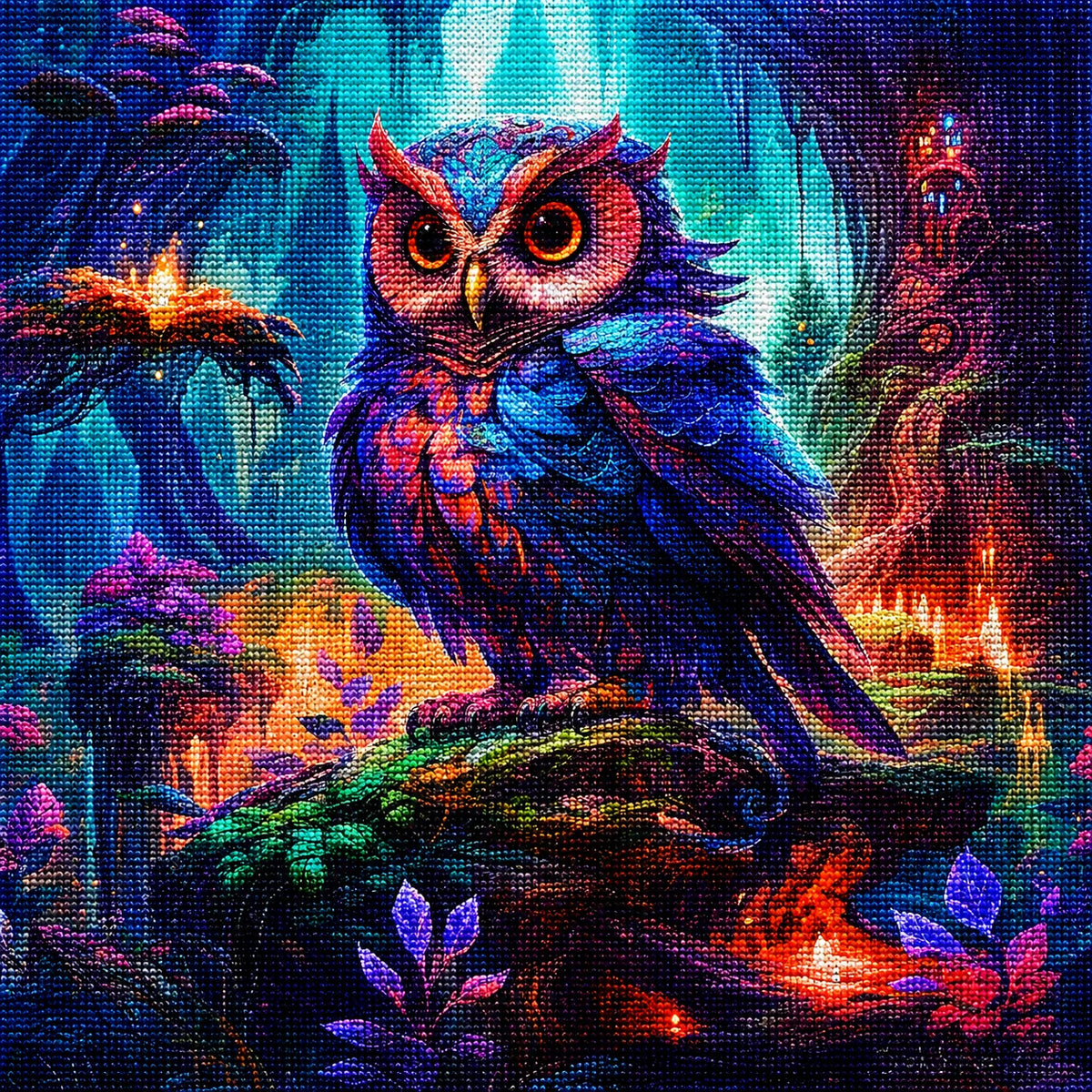 Blue Owl In Fairyland Diamond Art Kit