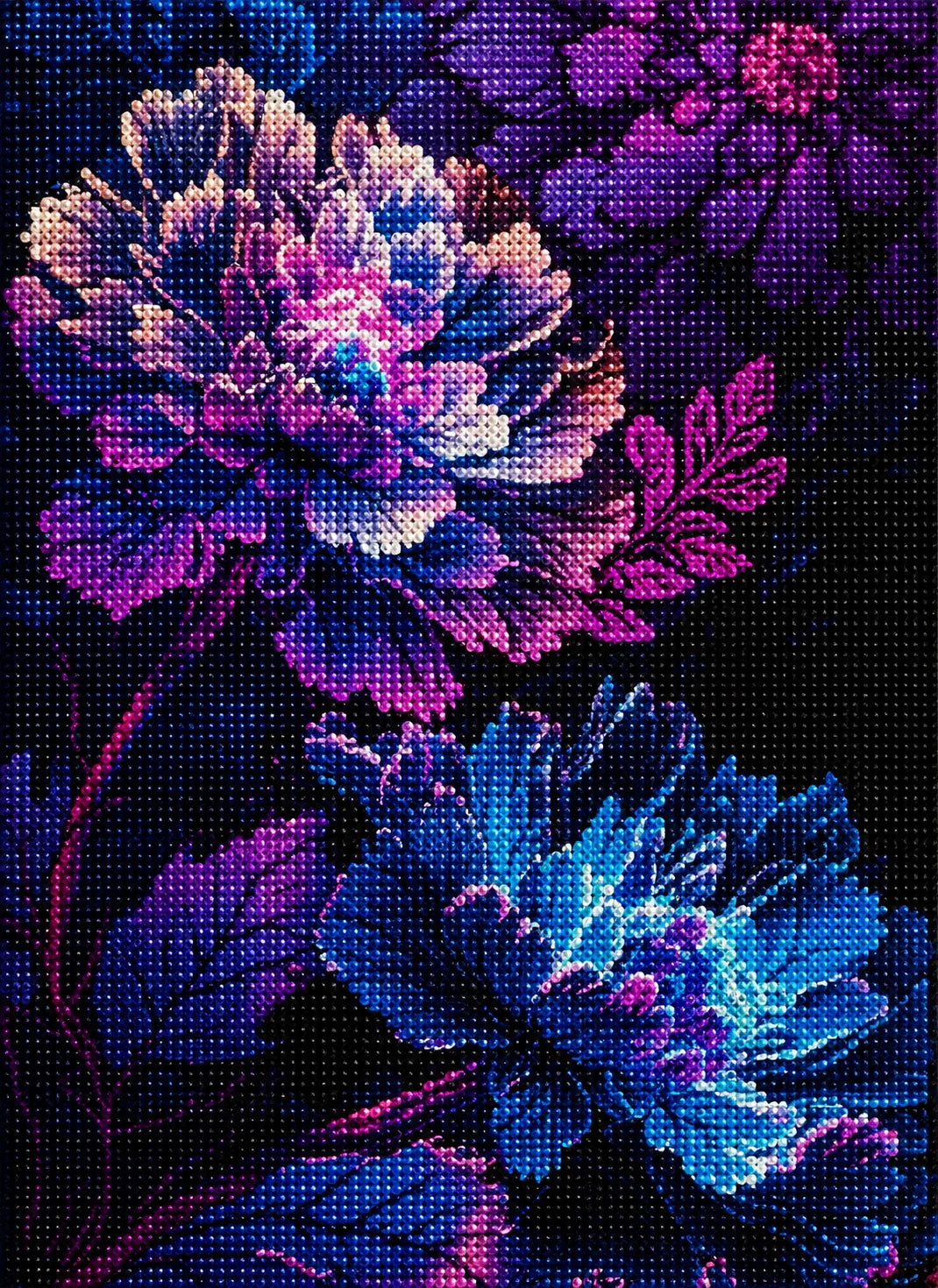 Bright Blue And Purple Peonies Diamond Art Kit