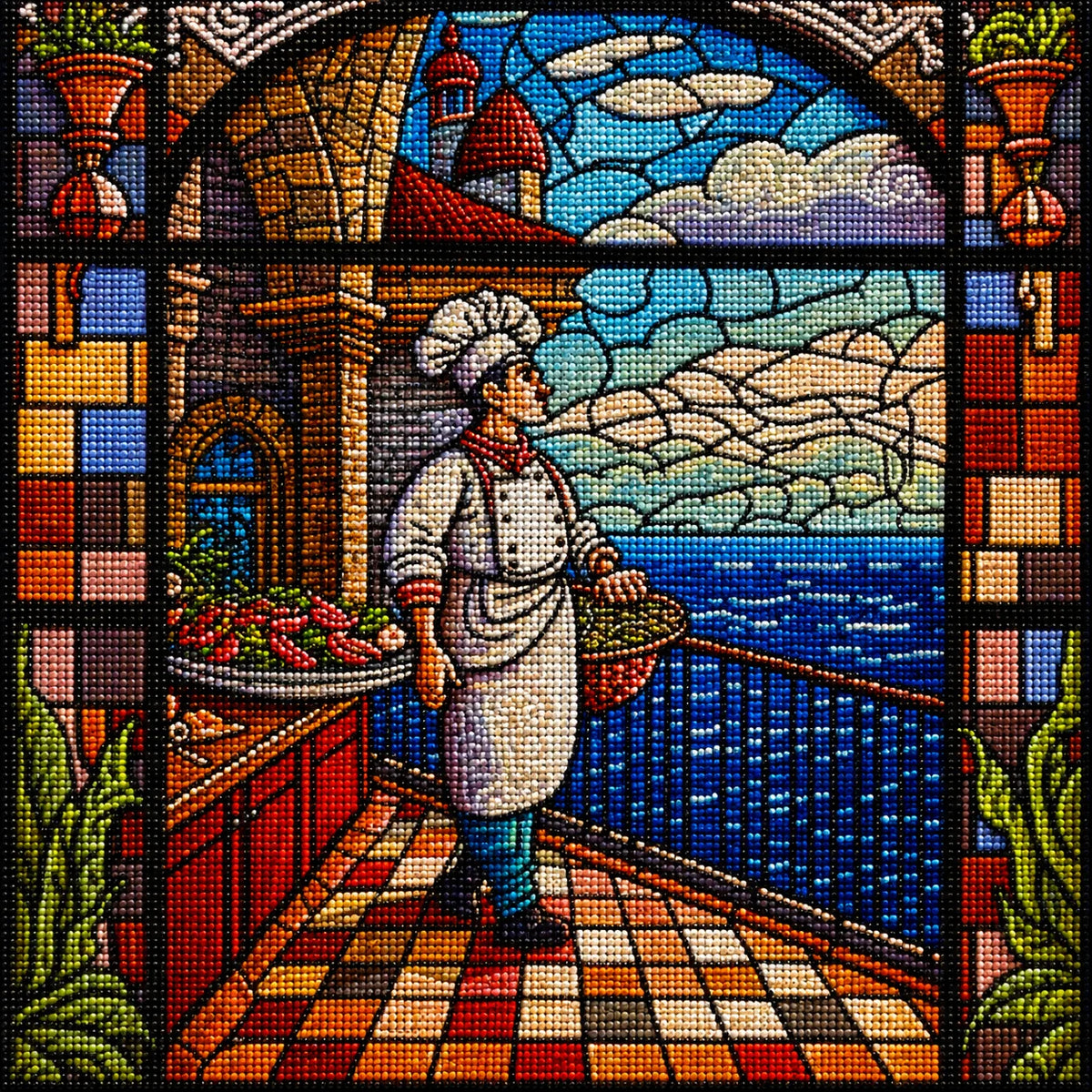 Abstract Seaside Chef Diamond Art Kit