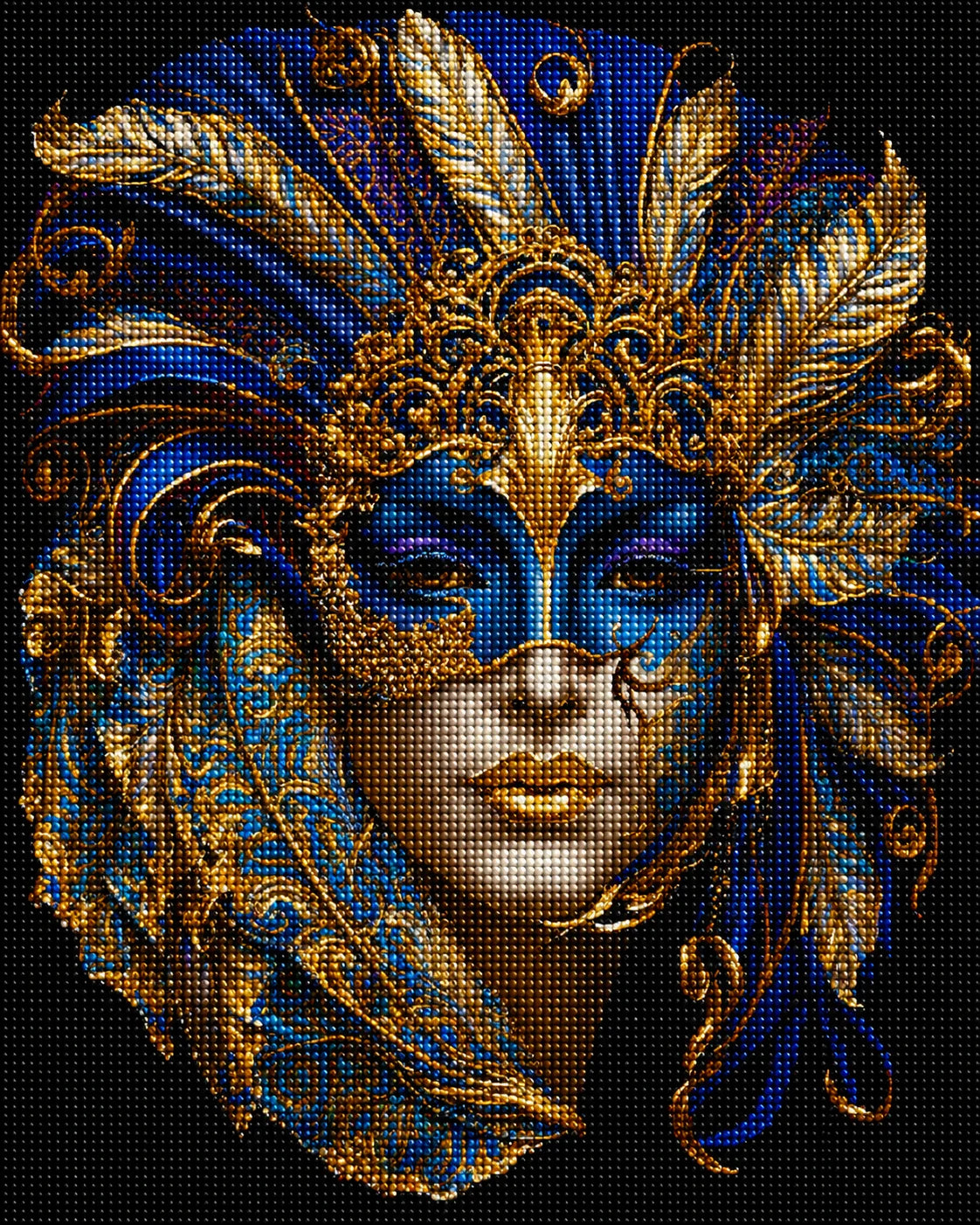 Blue Eyed Blue And Gold Mask Diamond Art Kit
