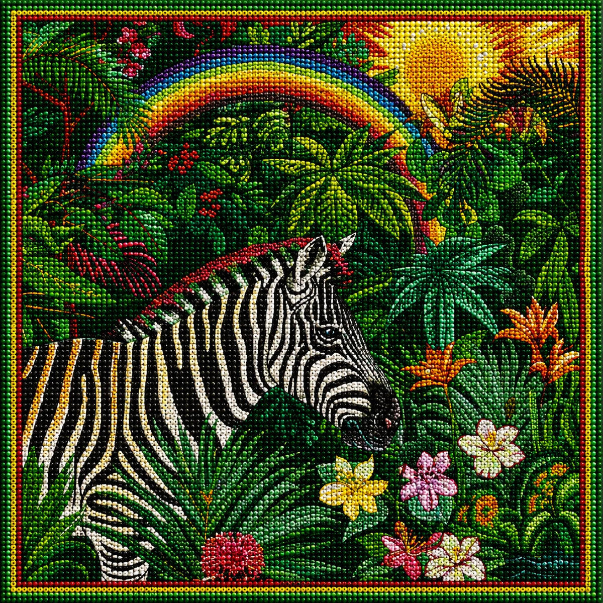 Jungle Rainbow Abstract Zebra Diamond Art Kit