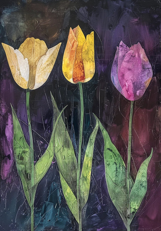 Three Abstract Tall Tulips Diamond Art Kit