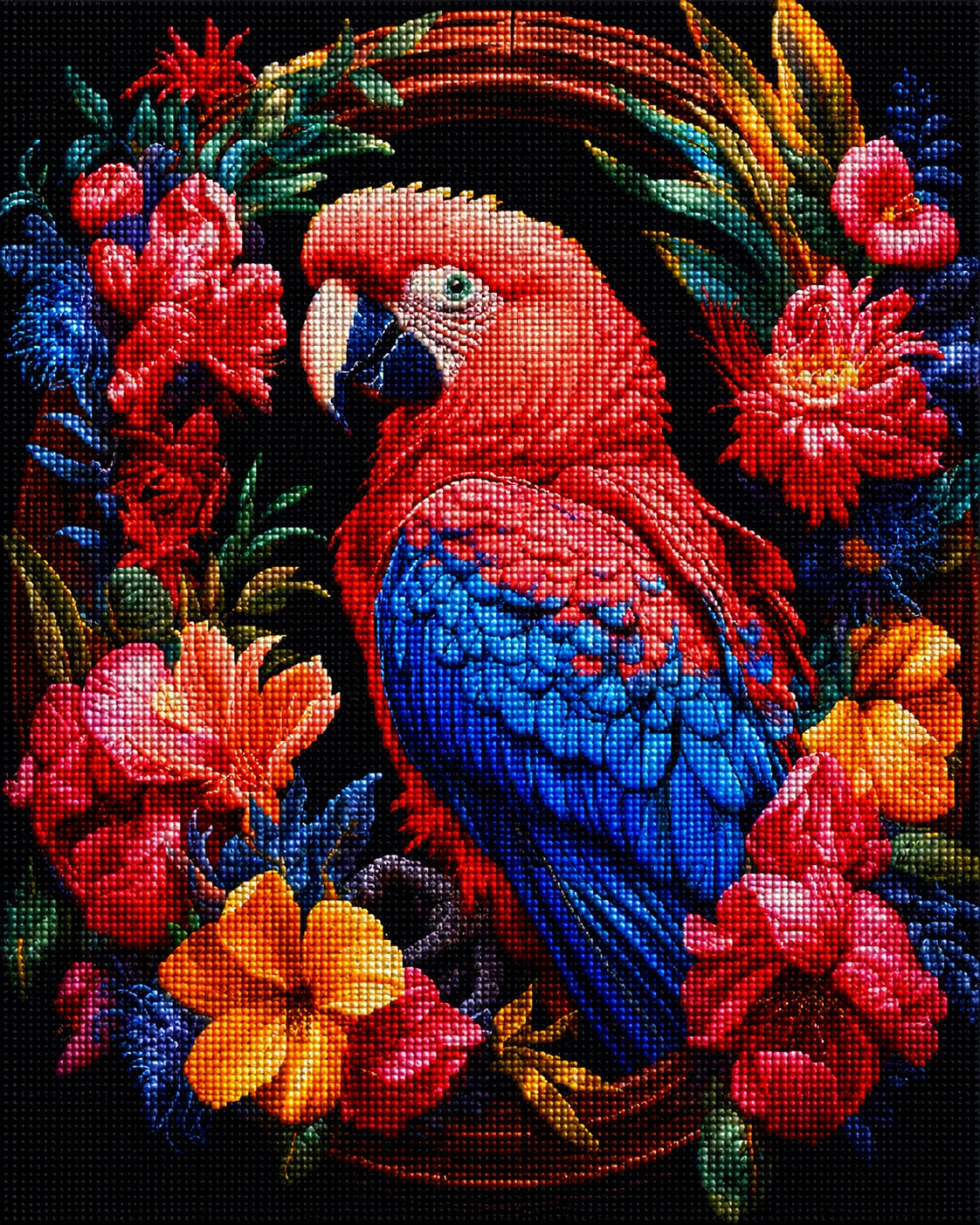 Tropical Flower Parrot Diamond Art Kit