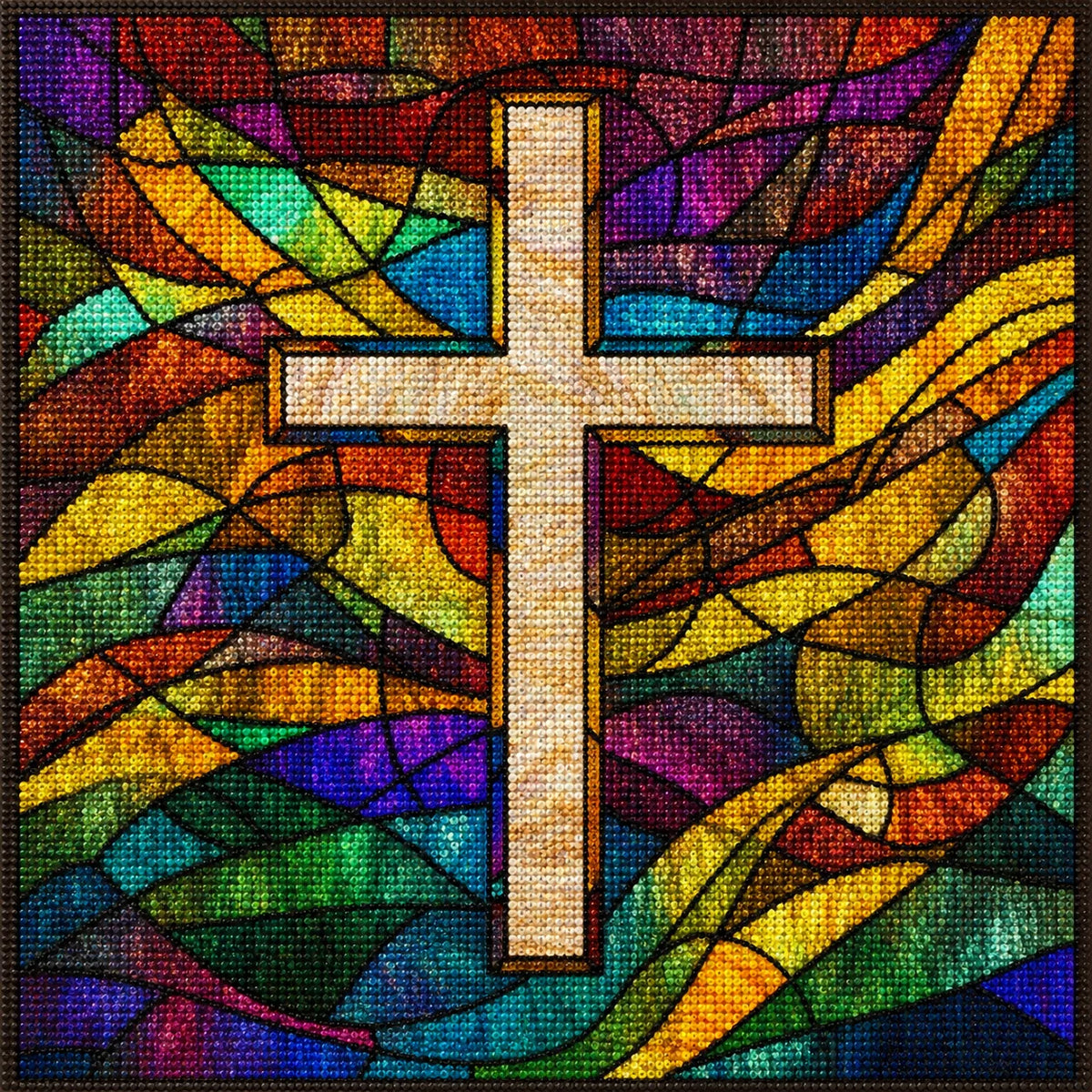 Abstract Tan Cross Diamond Art Kit