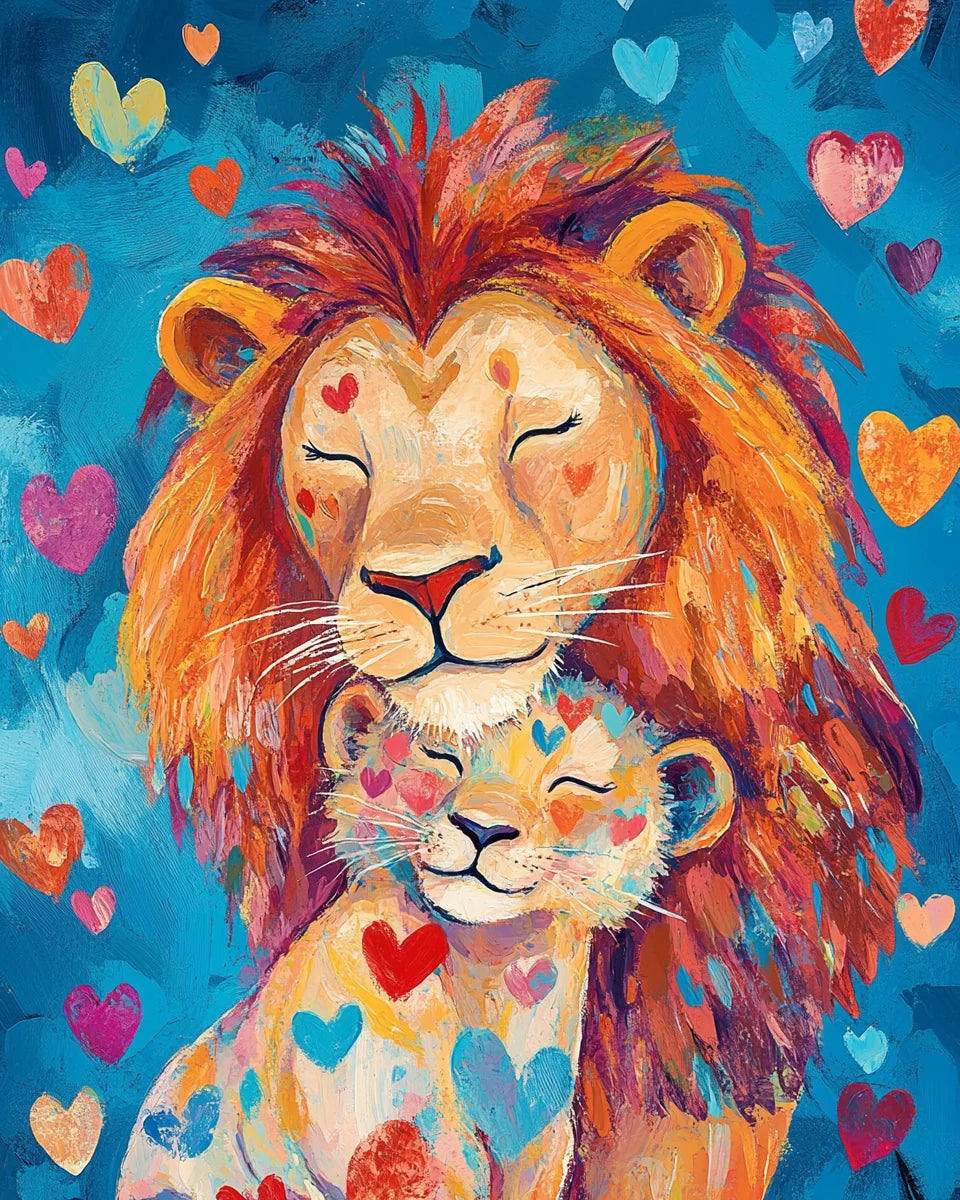 Painted Hearts And Lions Diamond Art Kit