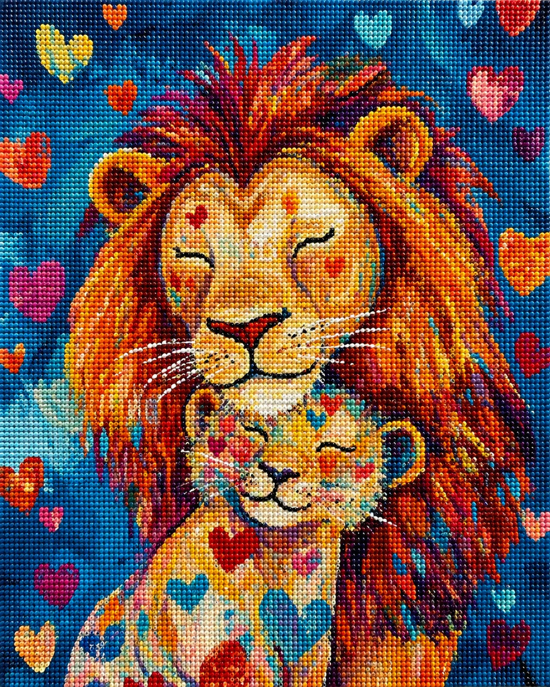 Painted Hearts And Lions Diamond Art Kit