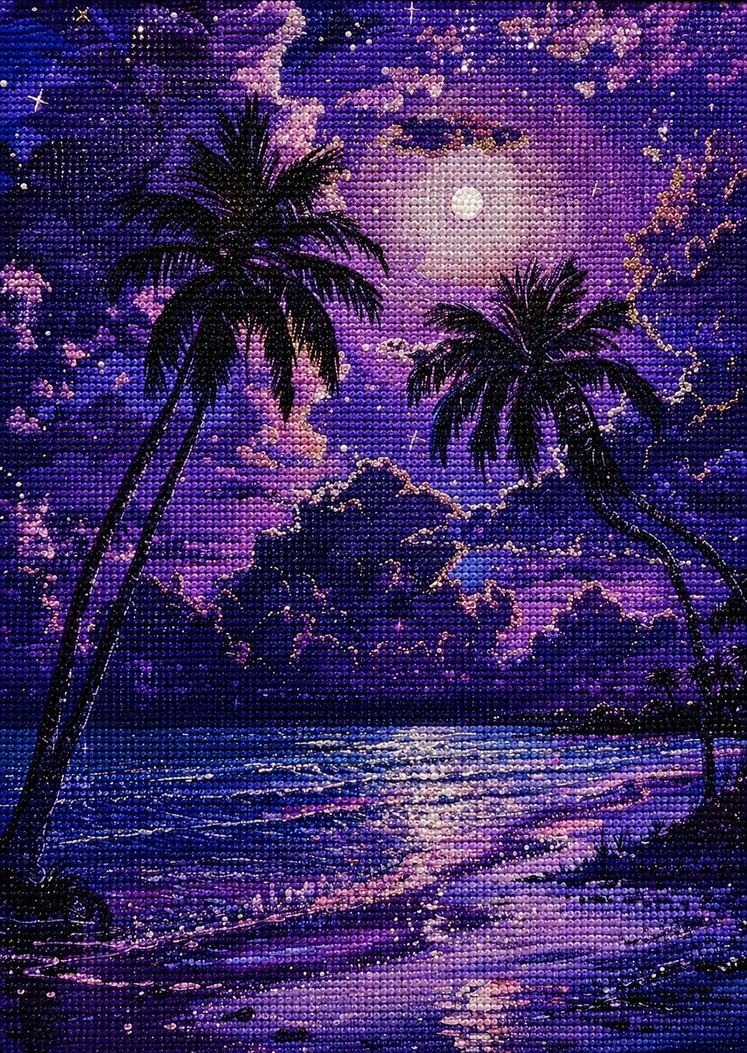 Two Palms Purple Moonlight Diamond Art Kit