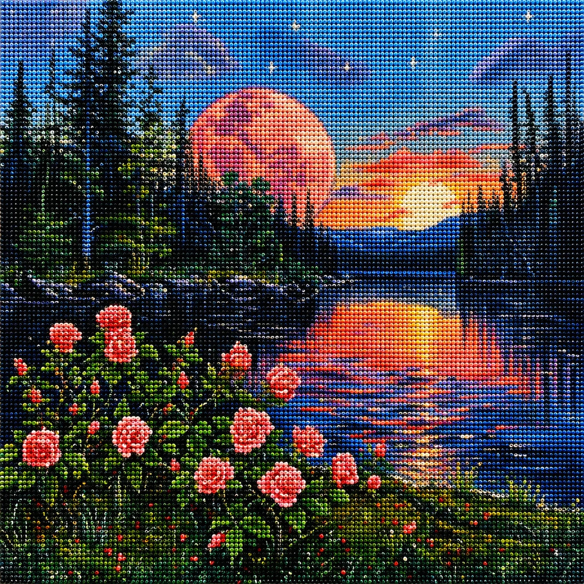 Lakeside Pink Roses Diamond Art Kit