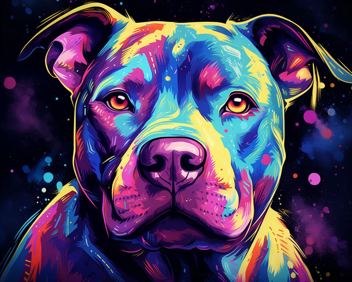 Abstract Colored Pitbull Diamond Art Kit