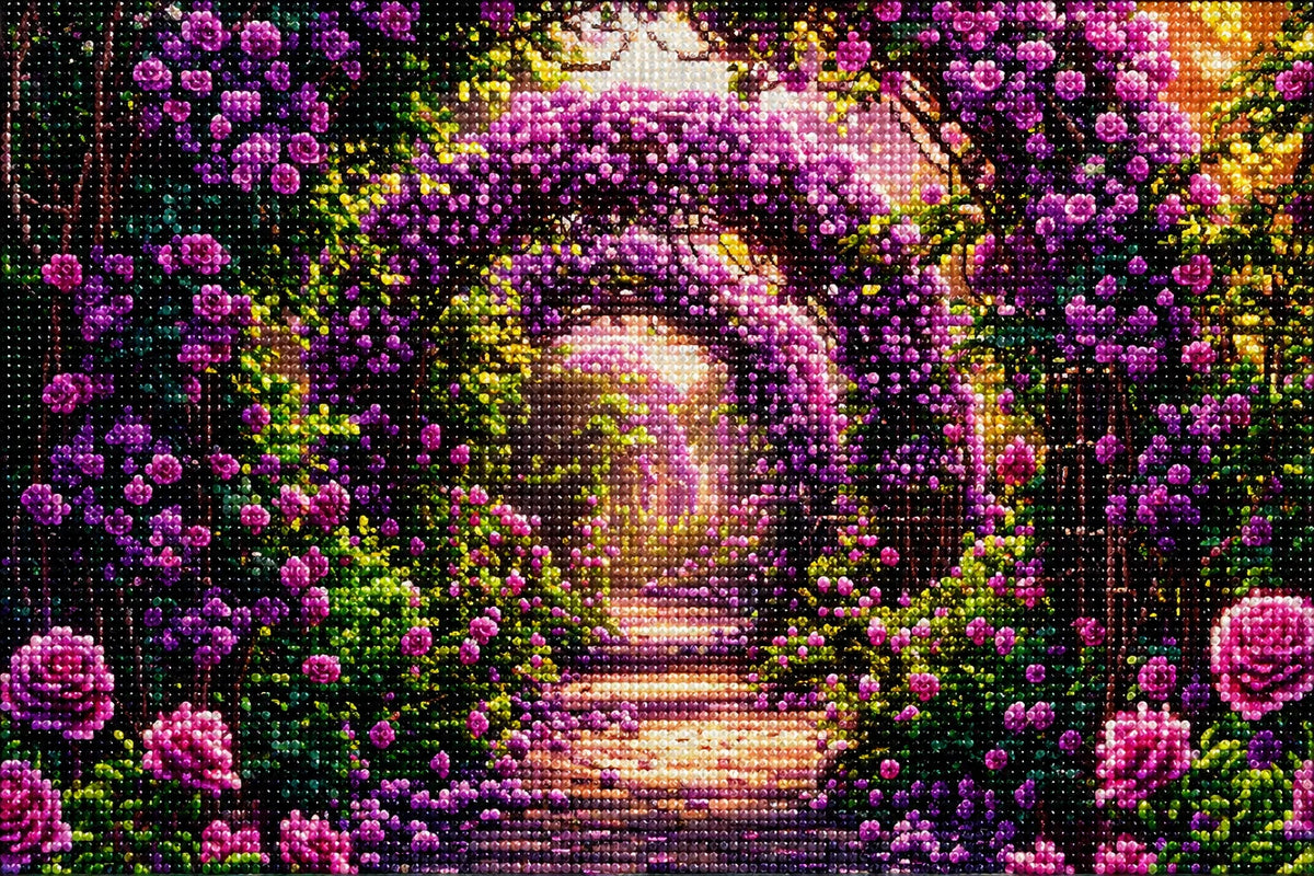 Bright Purple Flower Arches Diamond Art Kit