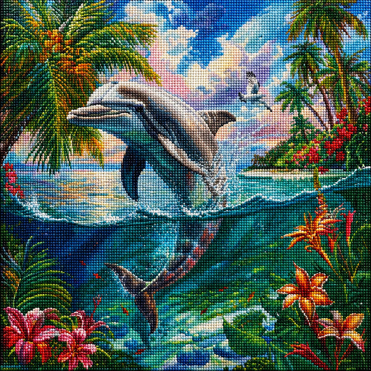 Tropical Island Dolphin Diamond Art Kit