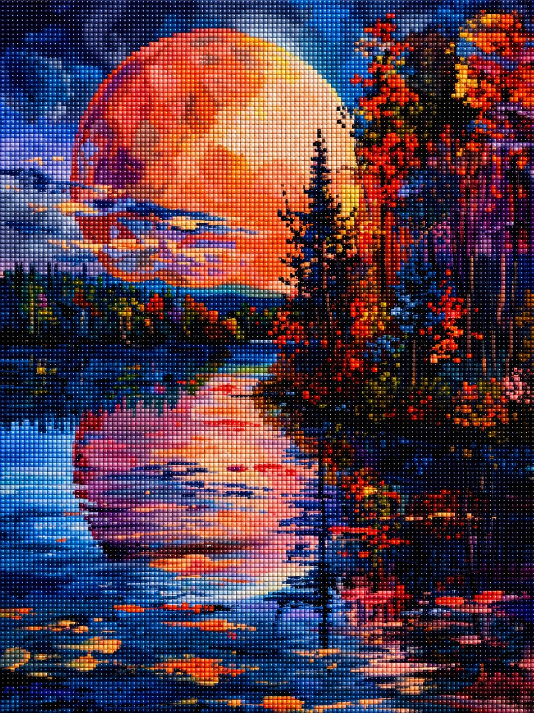 Big Moon Behind The Lake Diamond Art Kit