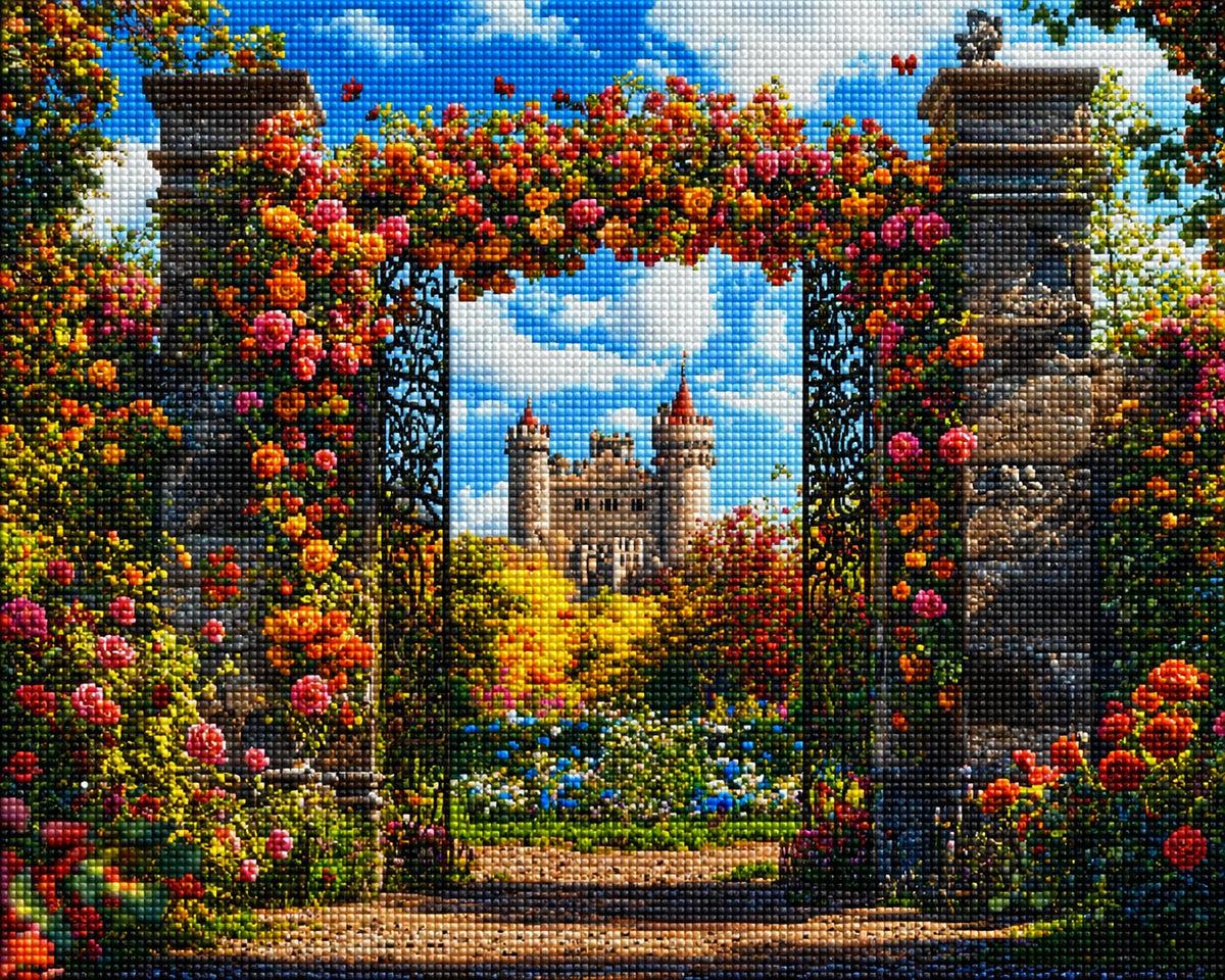 Climbing Roses Castle Gates Diamond Art Kit