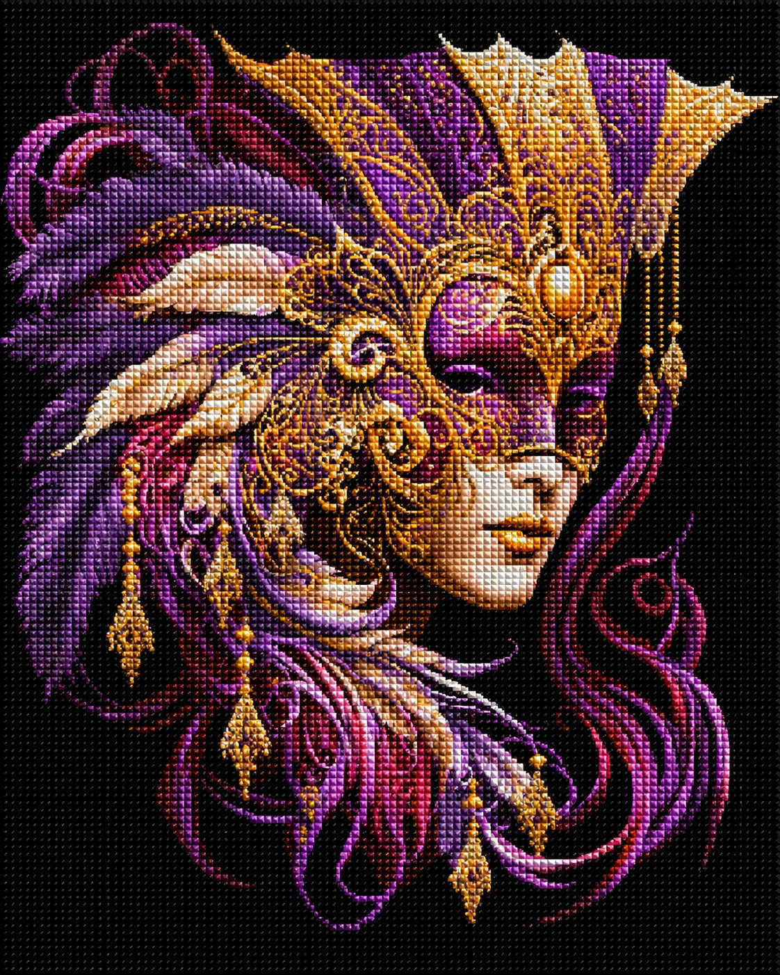 Gold And Purple Mask Diamond Art Kit