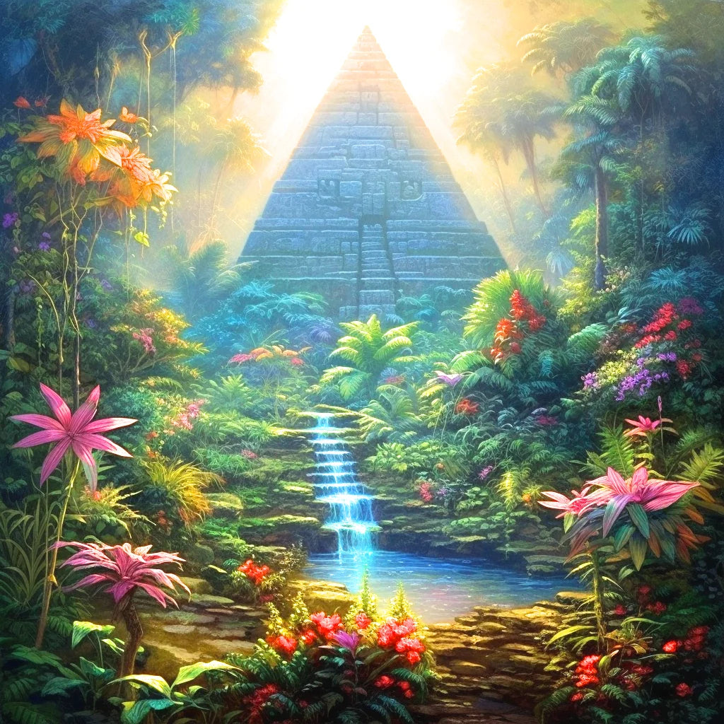 Aztec Pyramid Waterfalls Diamond Art Kit