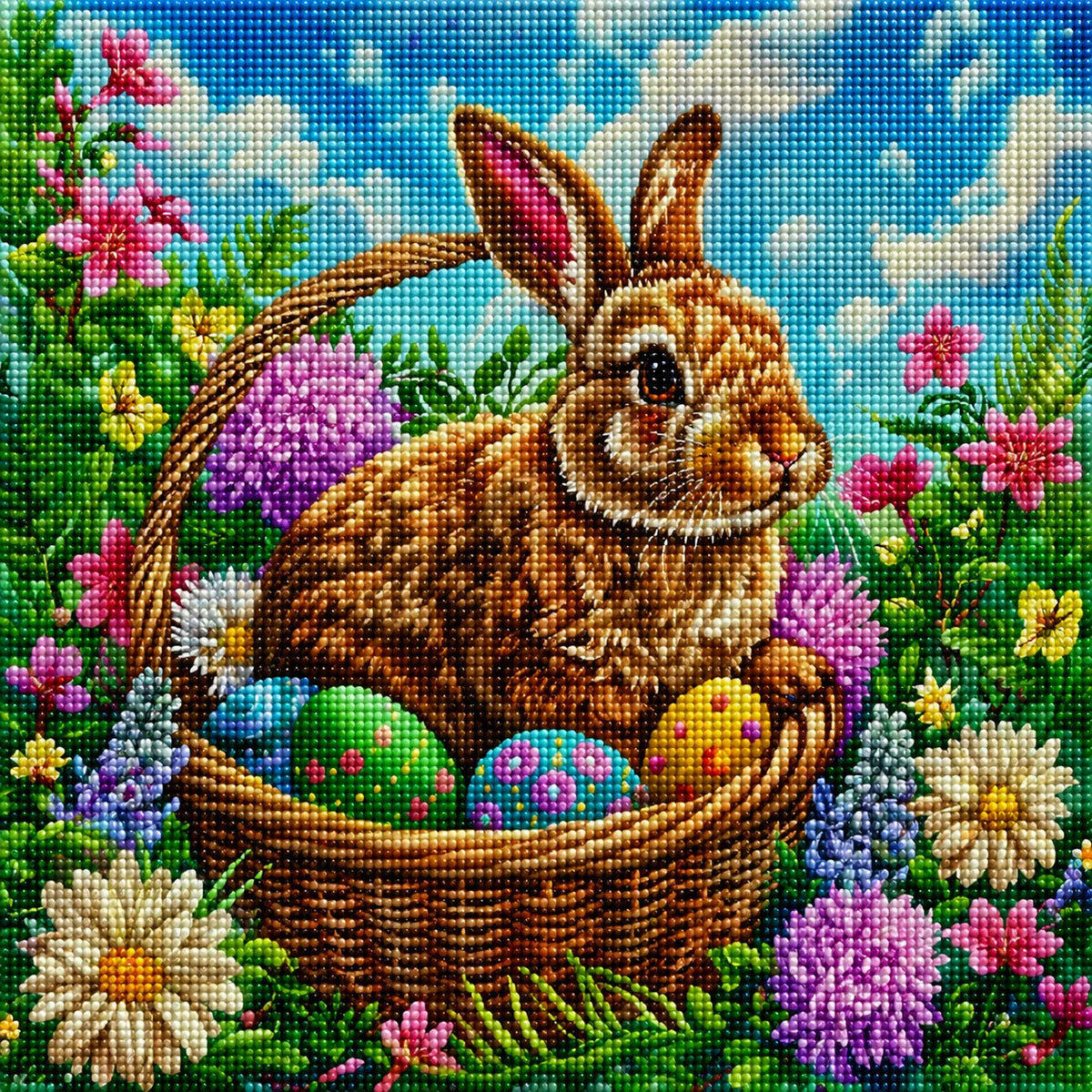 Flower Garden Easter Basket Diamond Art Kit