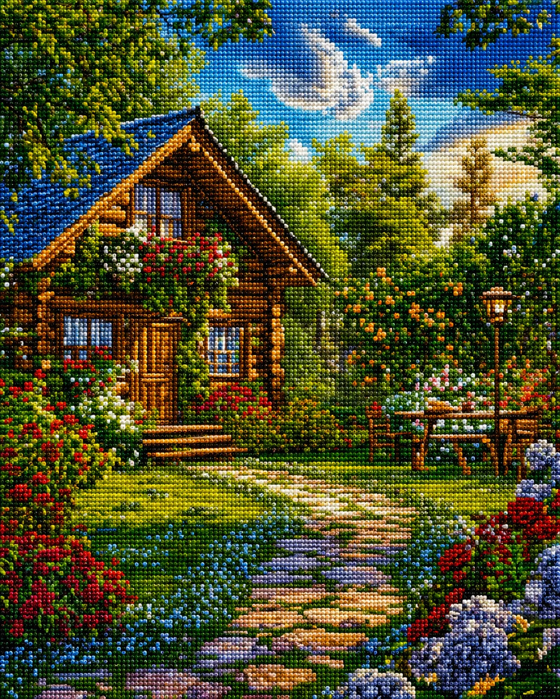Log Cabin Flowers Diamond Art Kit