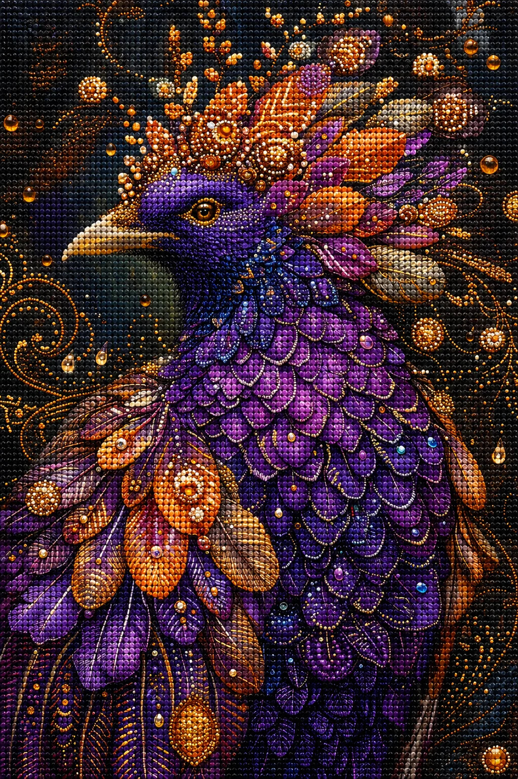 Purple Feather Bird Diamond Art Kit